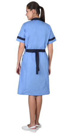 Халат "КЛАССИКА" женский, голубой с темно-синим (ЧЗ)