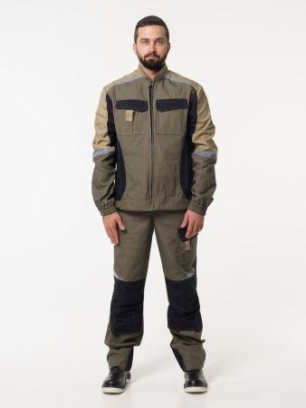 Куртка рабочая мужская №116 цвет хаки, черный, бежевый,  ткань Канвас