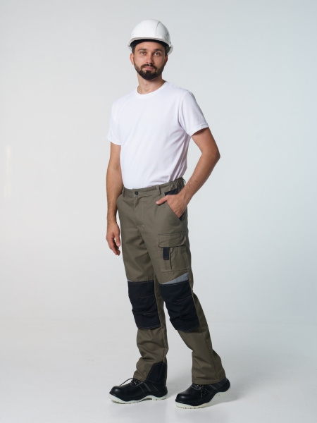 Брюки рабочие мужские №116 хаки, черный ткань Канвас СОП