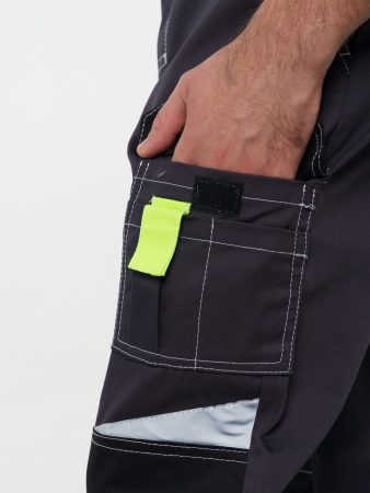 Брюки рабочие мужские №116 серый, черный, лимонный, СОП, ткань Протект