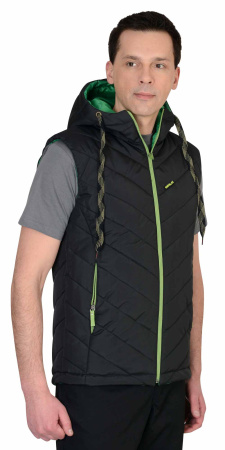 Жилет "СТИЛЬ" утепленный : черный ( на зеленой подкладке)  (ЧЗ)