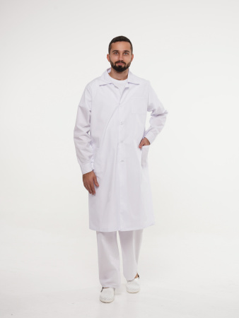 Халат рабочий мужской №202 отбеленный, ткань ТИСИ