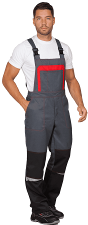 Костюм КМ-10 ЛЮКС летний, серый-красный-черный (Куртка+полукомбинезон)