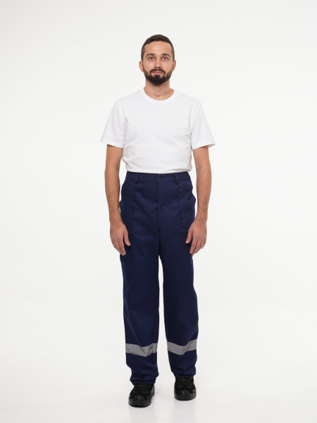 Костюм рабочий мужской №111 (куртка, брюки) тёмно-синий с васильковым СОП (ЧЗ)