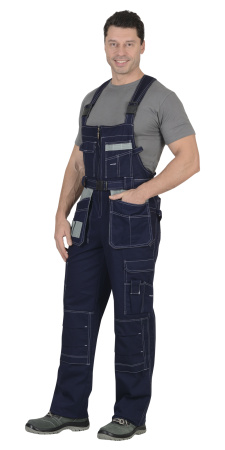 Полукомбинезон "Премиум плюс" (100% узбекская саржа) синий с серым (ЧЗ) Распродажа