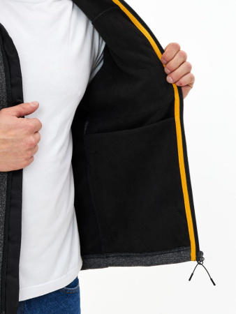 Толстовка (куртка Н23011) цвет: серый/черный, ткань: Софтшел