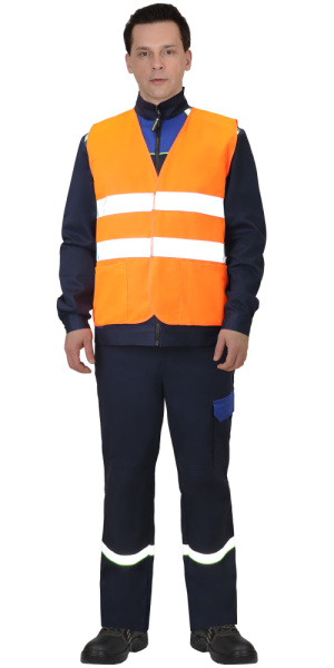 Жилет сигнальный SIRIUS кл.2, 2 СОП (трик.120 гр/м2, карманы) оранжевый (ЧЗ)