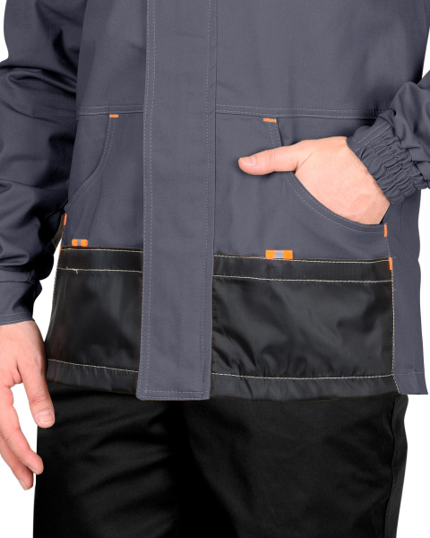 Куртка "МАНХЕТТЕН" длинная темно-серая с оранжевым и черным (ЧЗ)