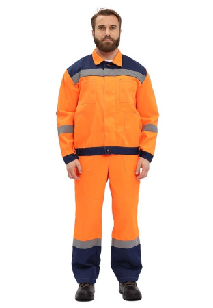 Костюм "ЛЕГИОН" куртка/полукомб. ОРАНЖЕВЫЙ/Т.СИНИЙ, КОС817-461