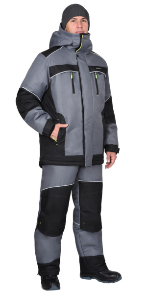 Костюм "АРКТИКА" зимний: куртка дл., брюки, ср. серый с черным