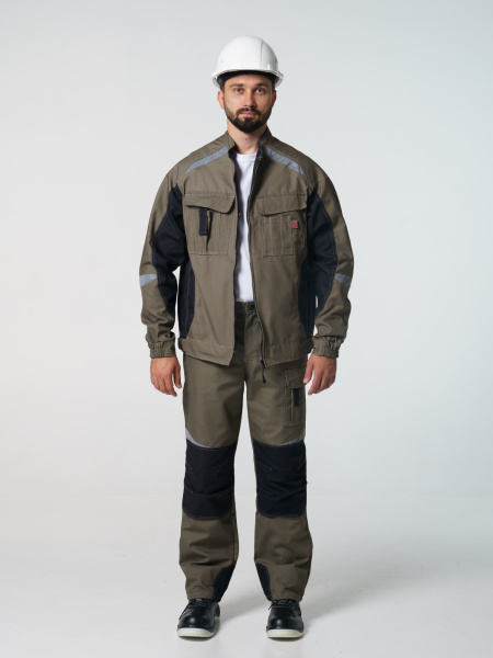 Куртка рабочая мужская №116 хаки, черный, ткань Канвас