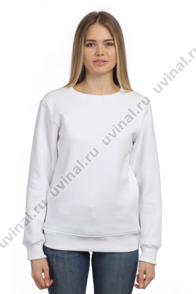 Толстовка свитшот, пл.320-340 г/кв.м, с начесом Белый