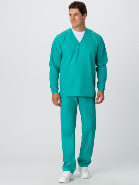 Мужской костюм ХАССП-База (ткань ТиСи, 120), бирюзовый (ЧЗ)