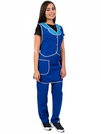 Фартук Жилетка (тк. Габардин), васильковый/белый (ЧЗ)