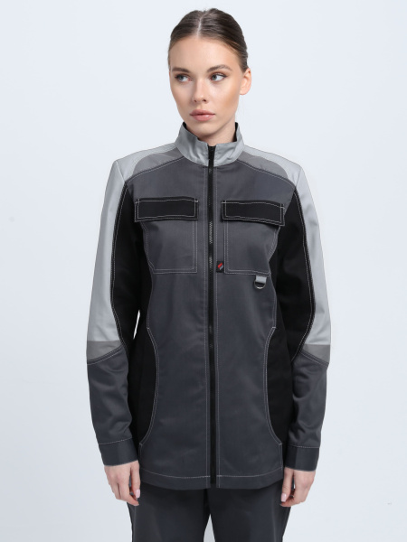 Костюм женский Вектрон-1 (тк.Смесовая,240) брюки, т.серый/св.серый/черный