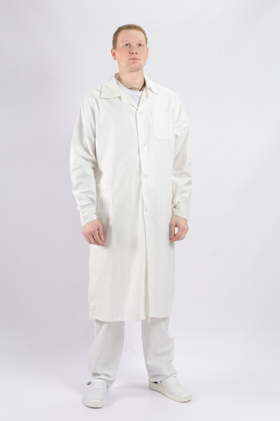 Халат рабочий мужской №200 отбеленный, ткань Бязь